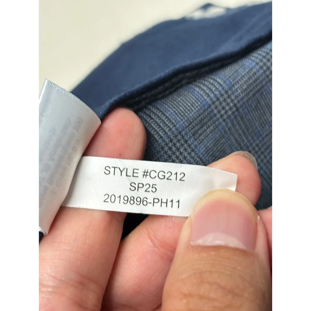 J.Crew Thompson Mens Blue Glen Plaid Wool Blend Dress Pants W35 L30 CG212
